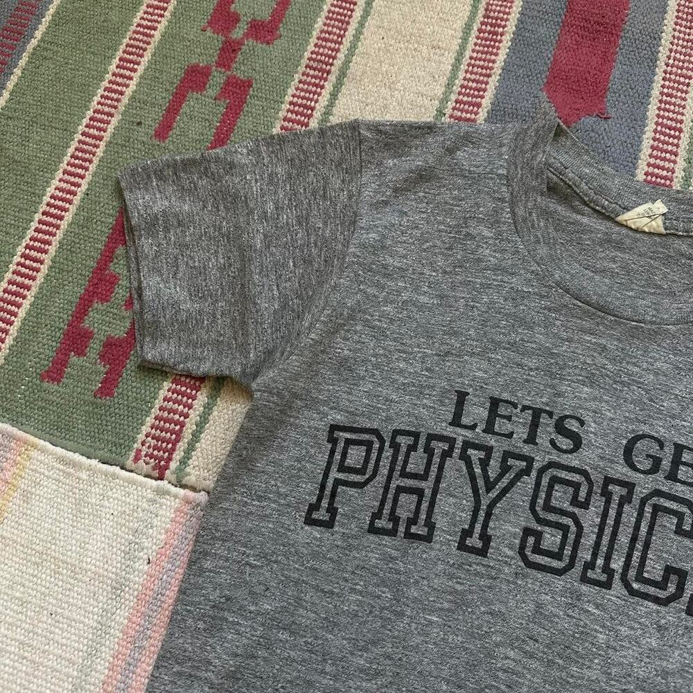 Rare Vintage 70s Lets Get Physical Thin Funny Graphic Tee - Picture 5 of 8